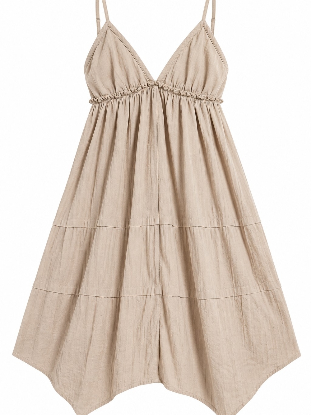 wild fable Beige Asymmetrical Handkerchief-Hem Spaghetti Strap Dress